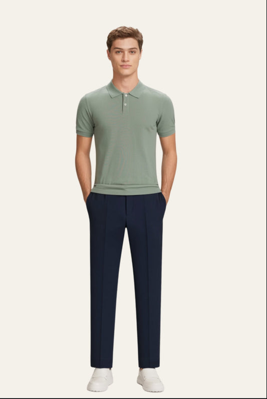 Carlo Trousers Navy | Slim Straight-Leg Trousers