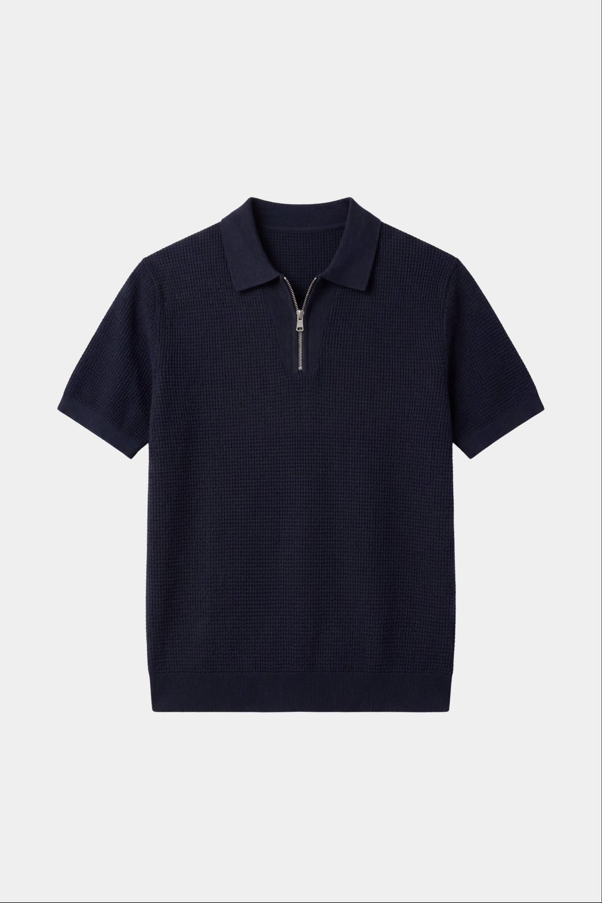 Navy Classic Drift Polo | Knit Polo with Striped Sleeves