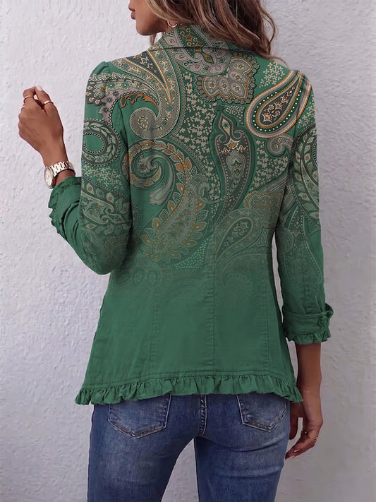 Chaqueta de punto con estampado de cachemira