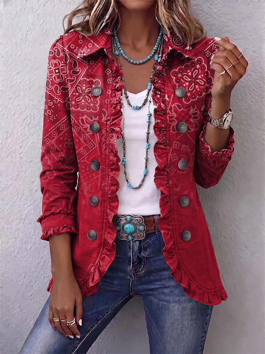 Chaqueta de cachemira con volantes