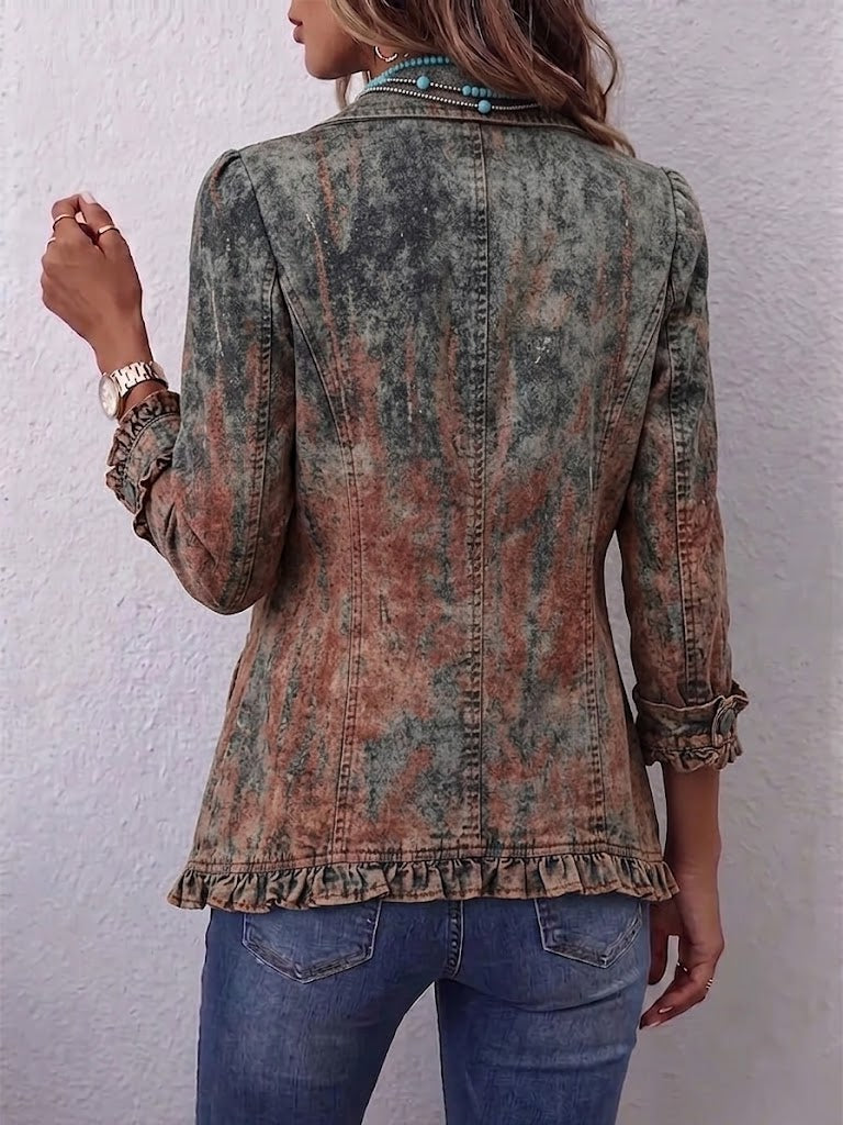 Chaqueta de denim degradado con volantes