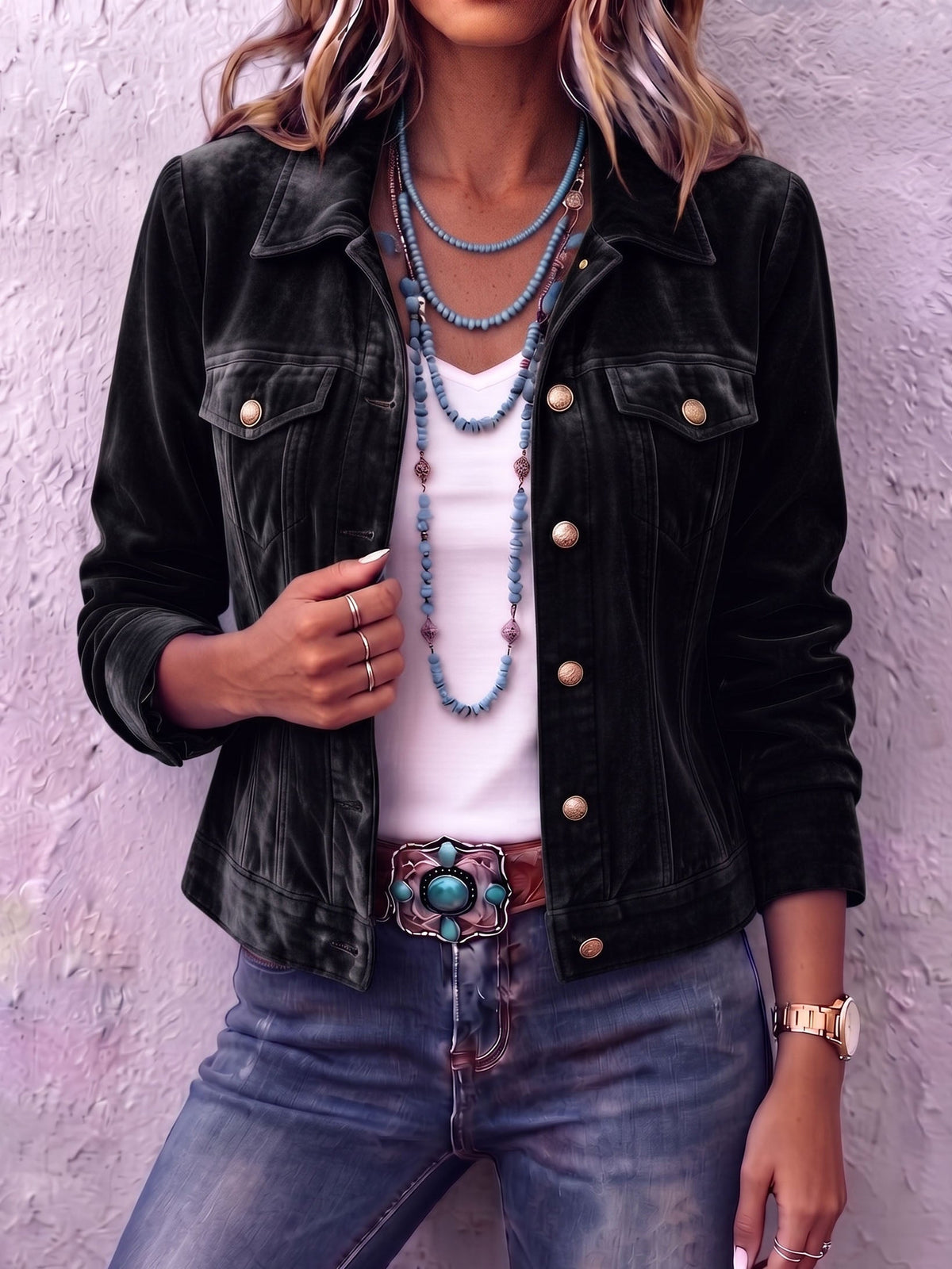 Chaqueta de terciopelo con cuello entallado
