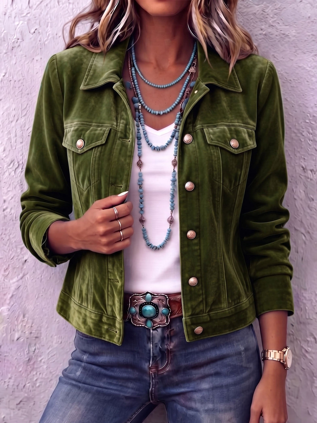 Chaqueta de terciopelo con cuello entallado