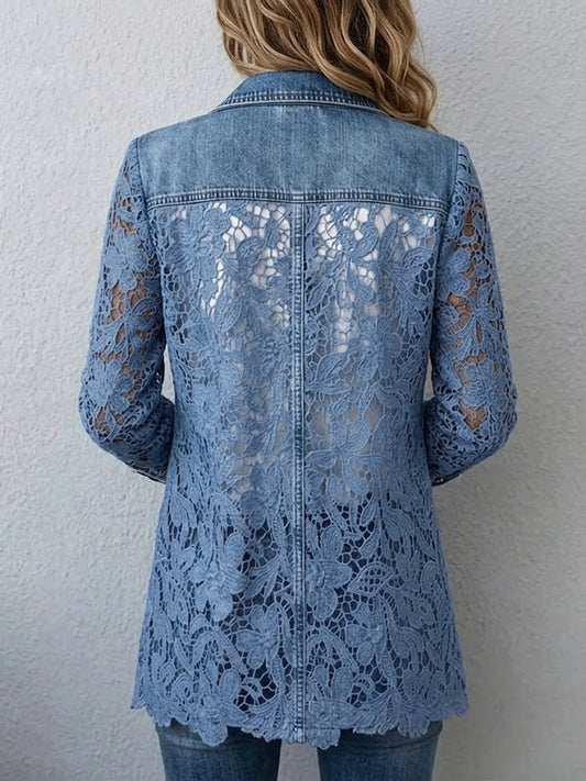 Blazer holgado con encaje floral