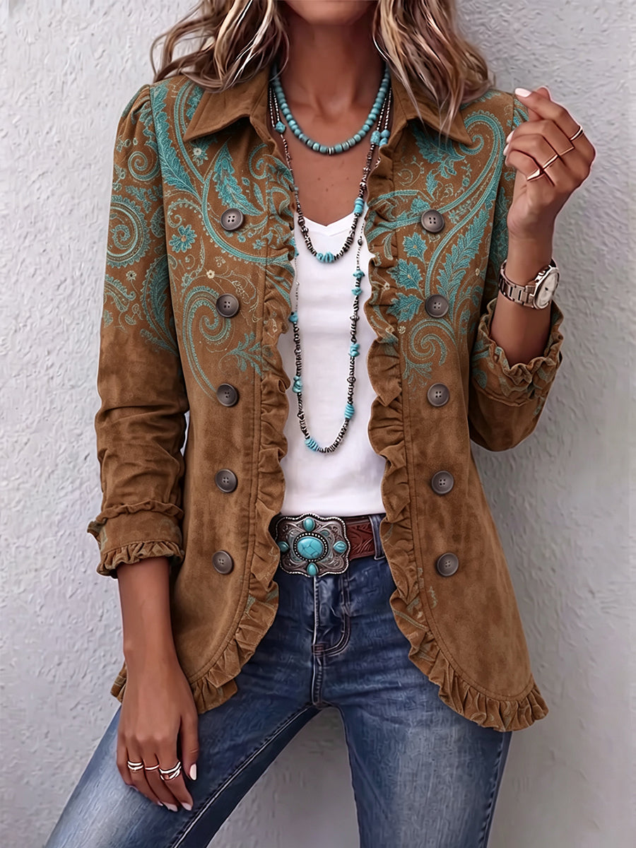 Chaqueta de cachemira con volantes