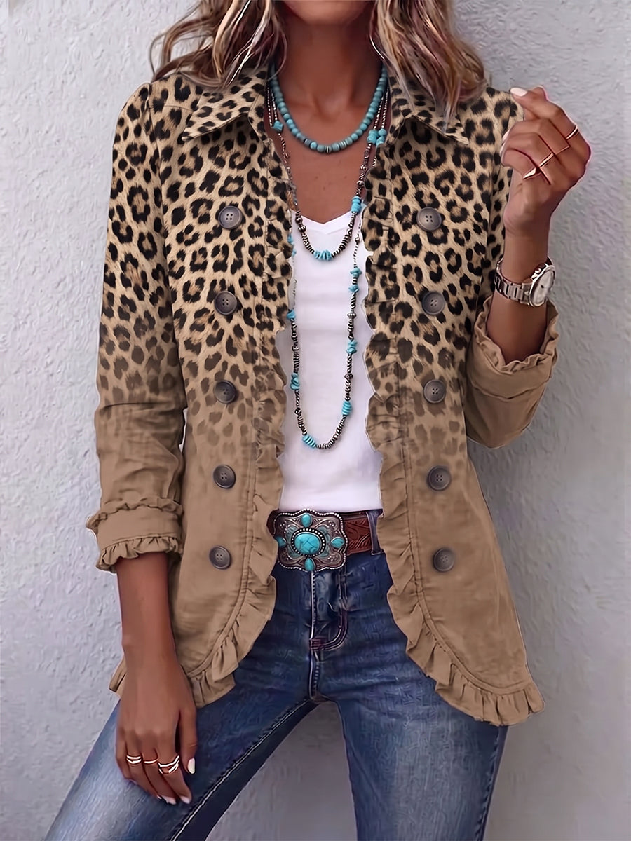 Chaqueta leopardo con degradado y volantes