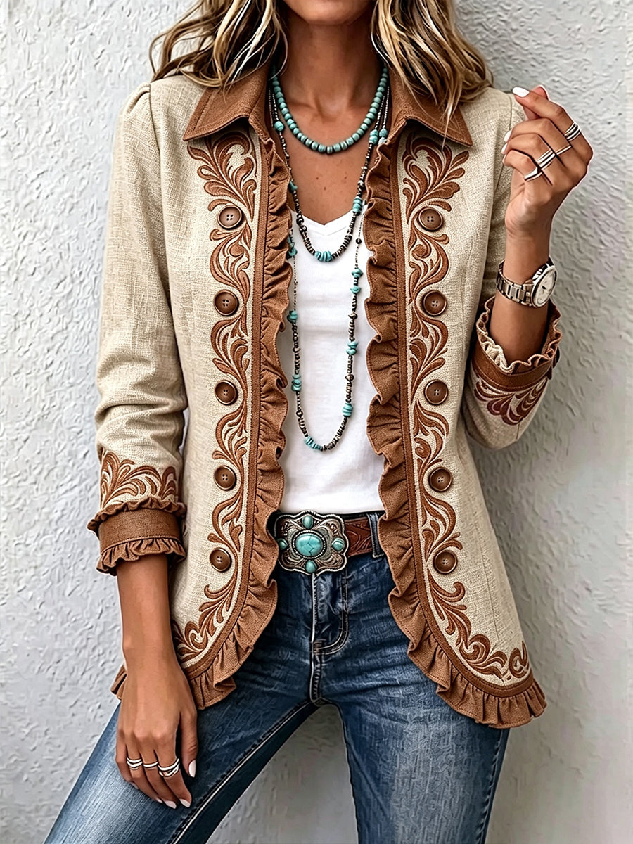 Chaqueta bordada con volantes