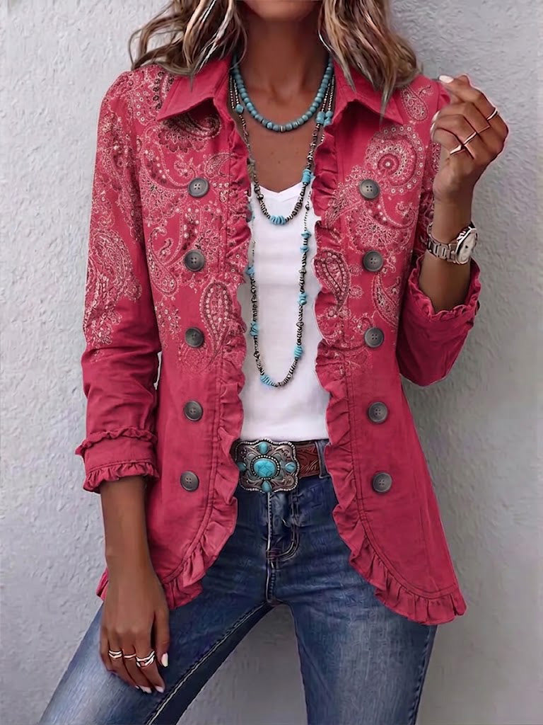 Chaqueta de cachemira con volantes