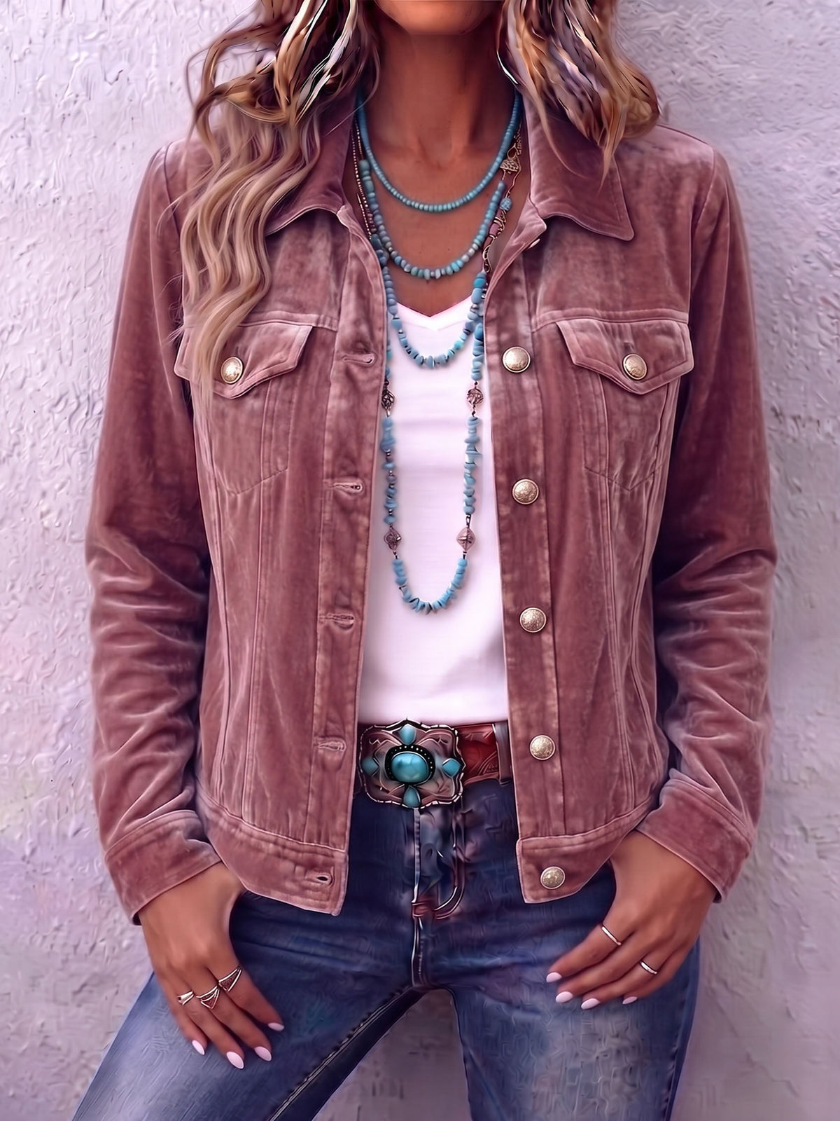 Chaqueta de terciopelo con cuello entallado