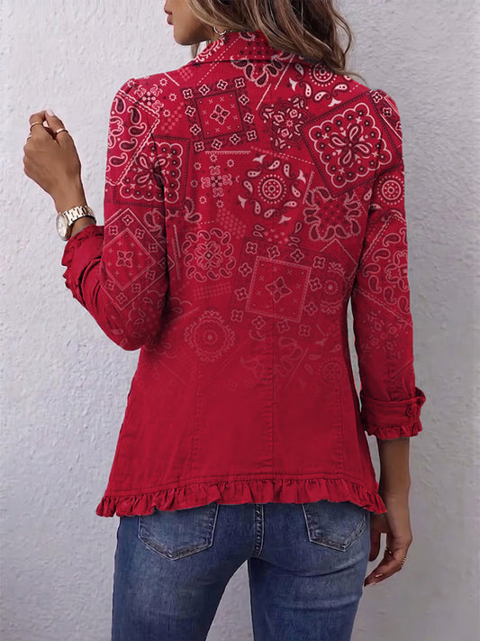 Chaqueta de cachemira con volantes