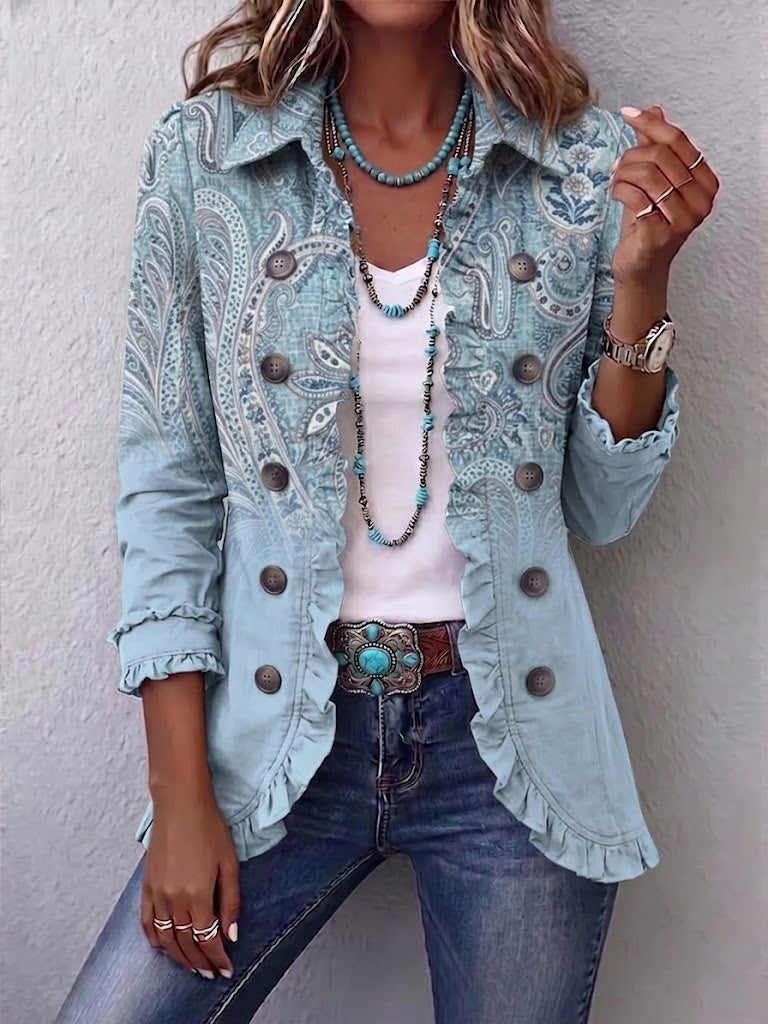 Chaqueta de cachemira con volantes