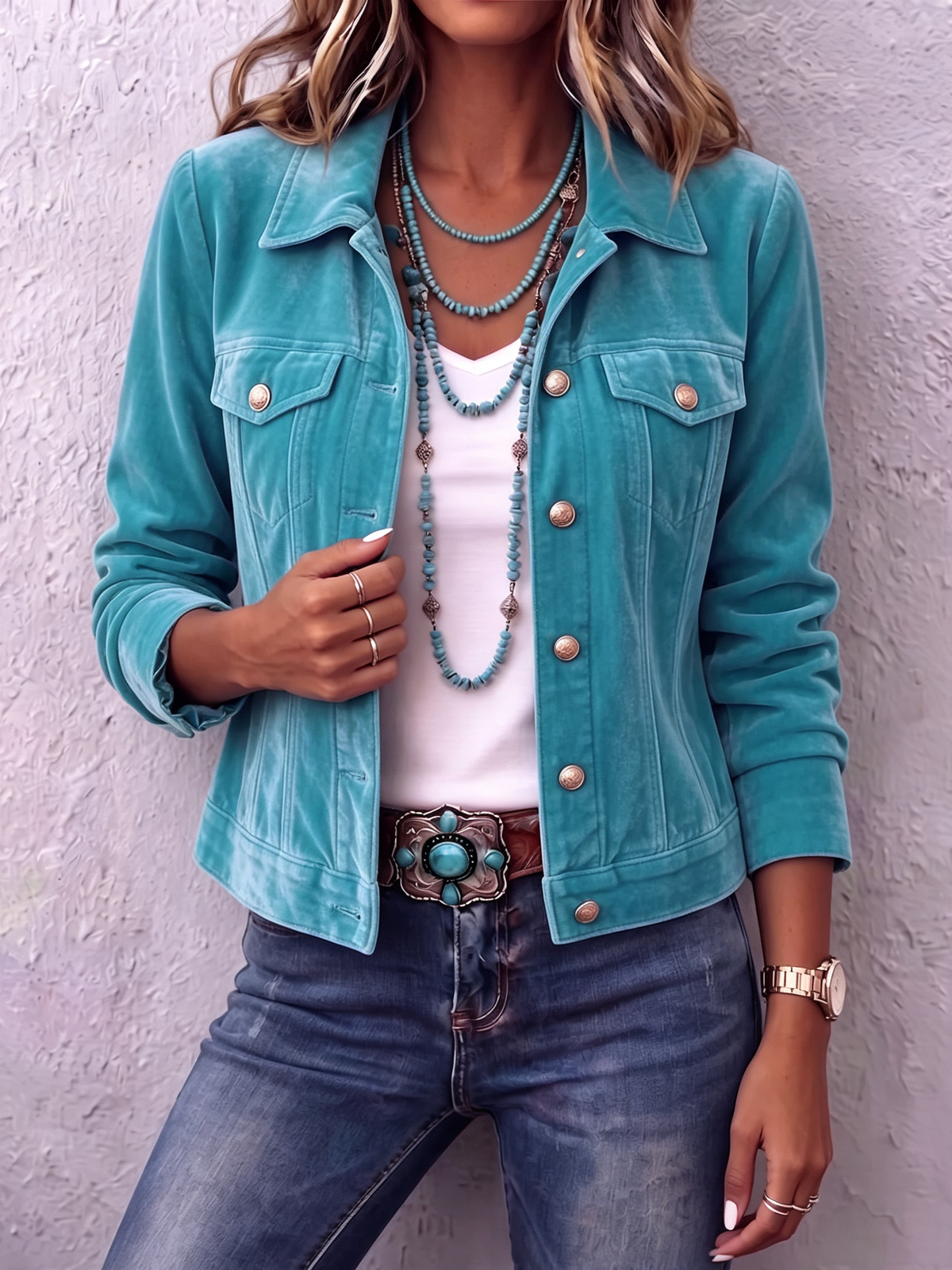 Chaqueta de terciopelo con cuello entallado