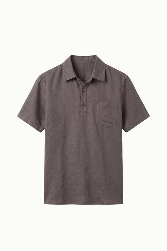 Taupe Ponza Shirt | Linen Popover Shirt