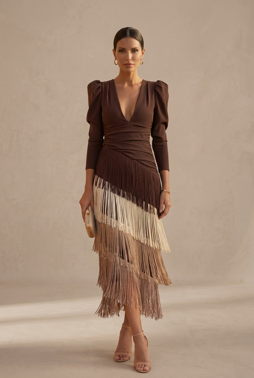 Vestido con flecos