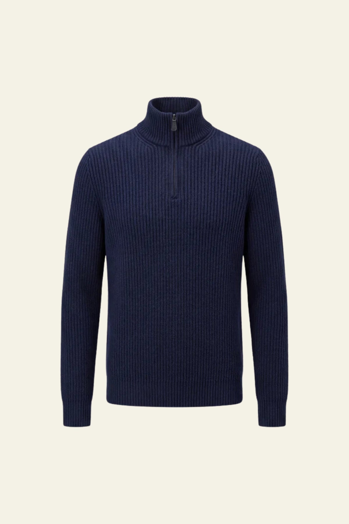 Sandron Zip Knit Navy | Ribbed Zip-Up Knit