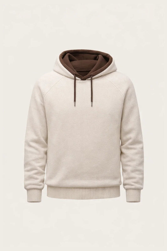 Santino Hoodie Ivory | Knit Hoodie with Drawstring