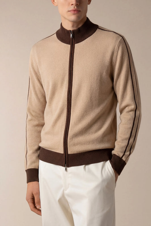 Santiono Cardigan Beige | Cashmere Button Cardigan