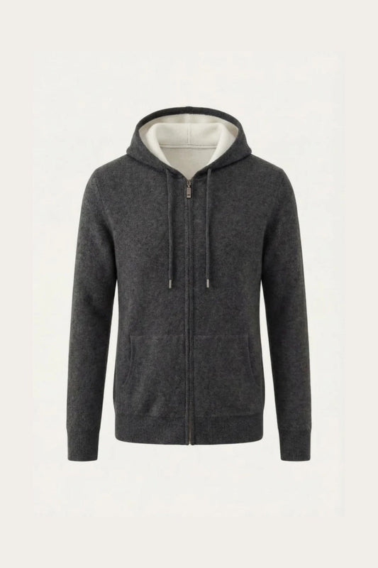 Santo Zip-Up Grey | Hooded Knit Zip-Up