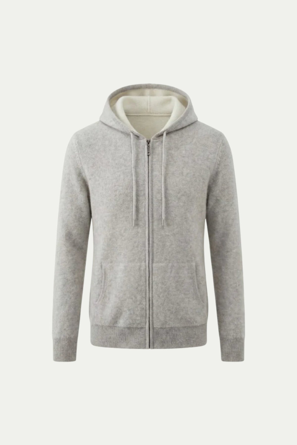 Santo Zip-Up Light Grey | Hooded Knit Zip-Up
