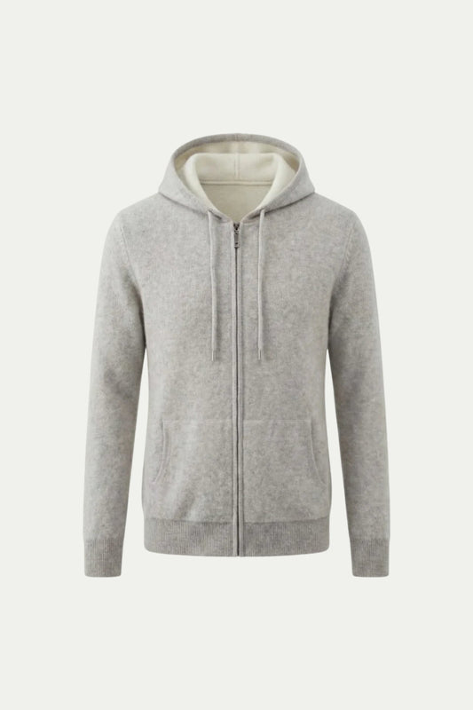 Santo Zip-Up Light Grey | Hooded Knit Zip-Up