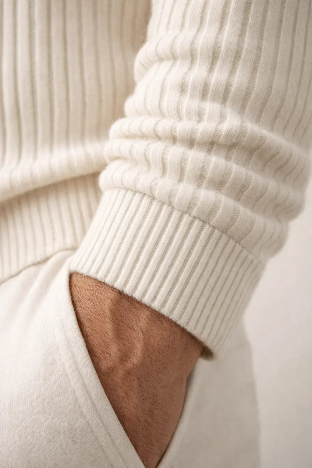 Enrico Zip-Up Ivory | Cashmere Knit Zip-Up