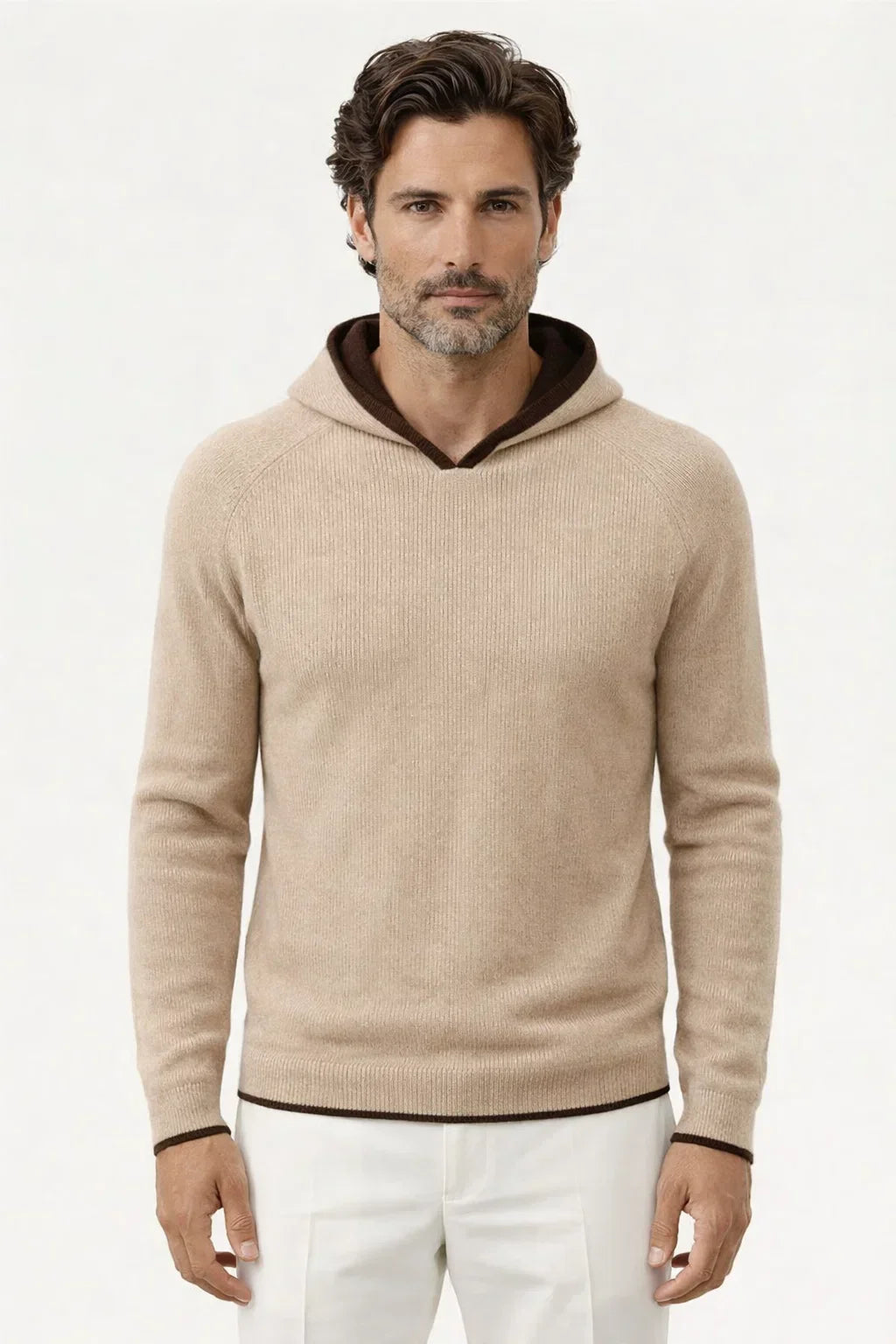 Irco Como Hoodie Beige | Cashmere Knit Hoodie