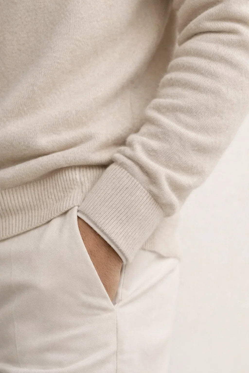 Santino Hoodie Ivory | Knit Hoodie with Drawstring