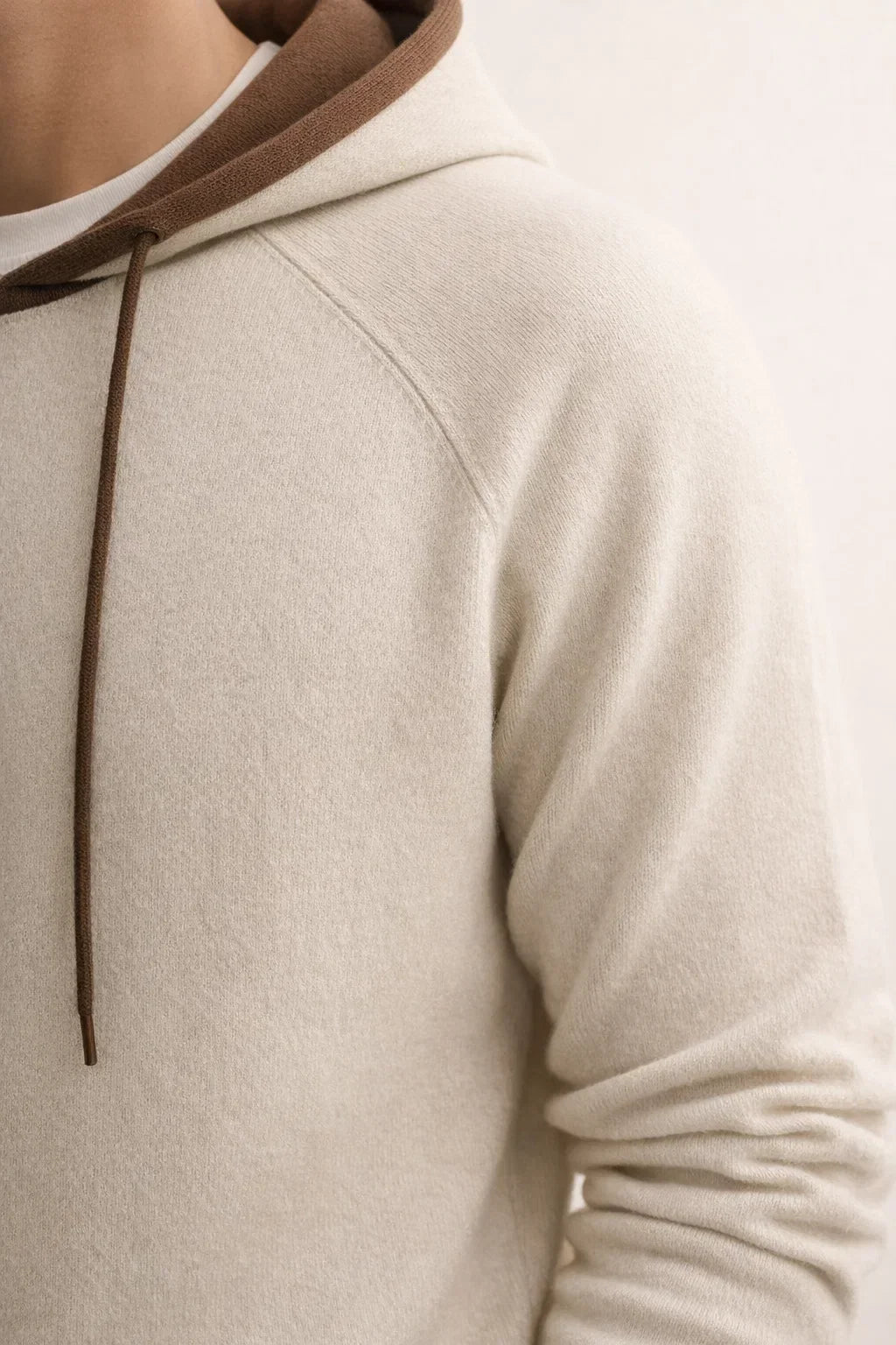 Santino Hoodie Ivory | Knit Hoodie with Drawstring