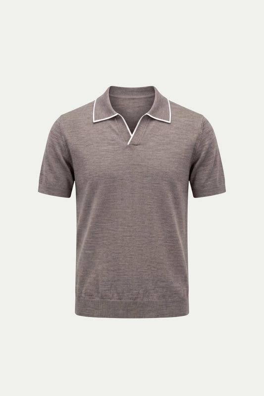 Light Taupe Buttonless Polo